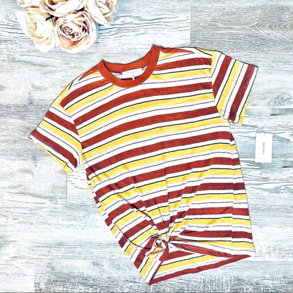FRAME Wear Thin Striped Tee Sunrise Multi - Picture 16 of 16